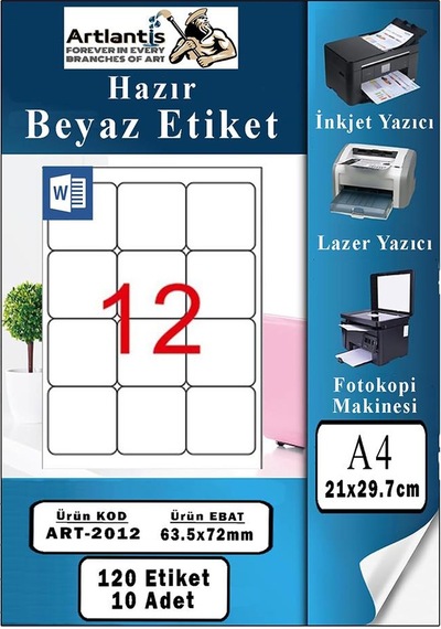 A4 Hazır Etiket 63.5x72 Mm 10 Sayfa 1 Paket Kendinden Yapışkanlı Fotokopi Lazer İnkjet Kağıdı Yazıcılar İçin Uyumlu