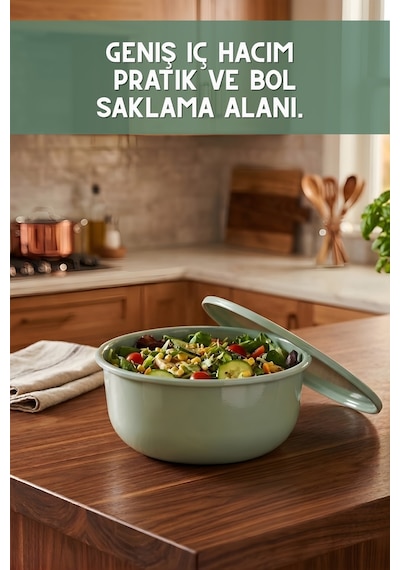 Ayza Model 3 Lü Yuvarlak Saklama Kabı Seti 1.5 Lt + 2.5 Lt + 4 Lt Yeşil