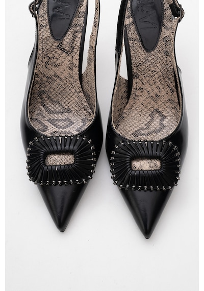 Luvishoes Luvi Shoes Spera Siyah Desenli Tokalı Kadın İnce Topuklu Ayakkabı Siyah