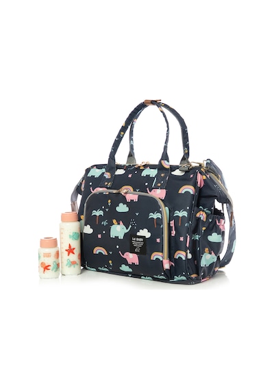Lal Baby Baggage Bag Fil Desenli Omuz Askılı Anne Bebek Çantası Lacivert