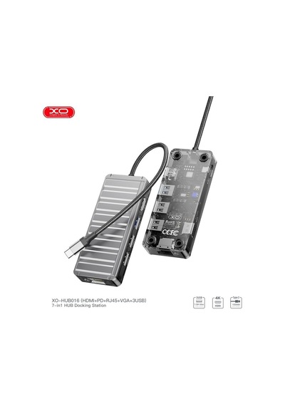 Type-c Çıkışlı 7'si 1 Arada Hdmı, Ethernet Ve Vga Destekli Çok Fonksiyonlu Hub Dönüştürücü