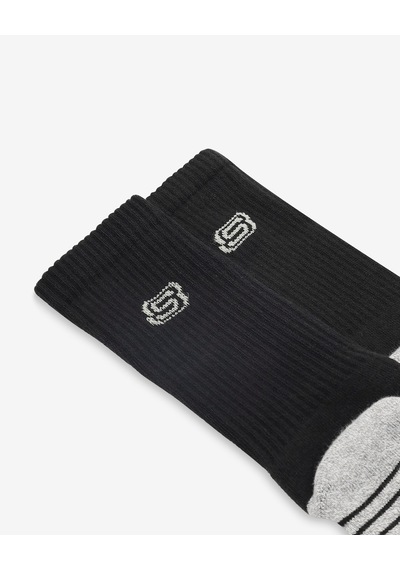 Skechers 3'lü Unisex Yarım Taban Destekli Crew Çorap Unisex Siyah Gri Çorap S119438-008