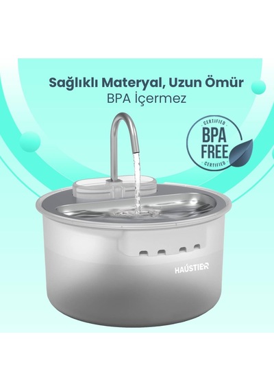 Haustier Wf009ls Otomatik Kedi Su Sebili,kedi Su Çeşmesi, Su Pınarı 3.5lt Geniş Hazne, Çelik Tabla, Ultra Sessiz,