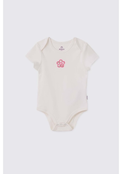 Panço Liberty Kumaş Yenidoğan Kısa Kollu Ekru Body Krem 5611GN03004