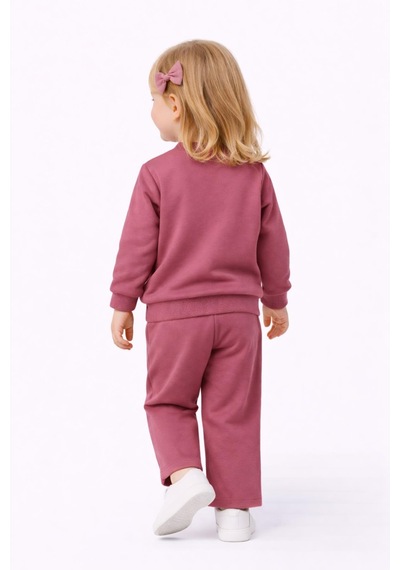 Kız Çocuk Taşlı Sweatshirt Pantolon Takım Bgl-st05273 Fuşya