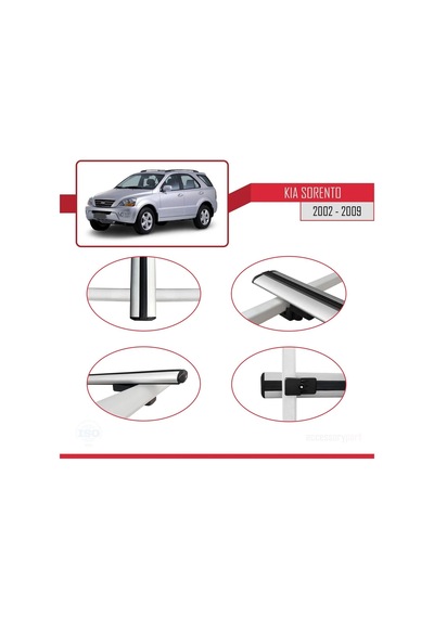 Kia Sorento 2002-2009 Arası İle Uyumlu Basic Model Ara Atkı Tavan Barı Gri 3 Adet