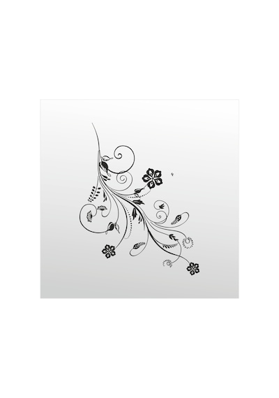 Folyo Sticker Çiçek Deseni 90 Cm Uzunluk Siyah