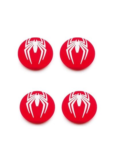 Desenli Sony Ps5/ps4/ps3 Analog Koruyucu Silikon Pad-spider Man Kırmızı