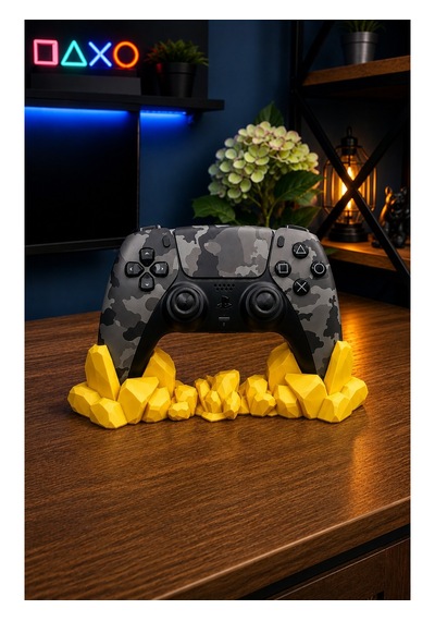 Veriqo 3d Ps5 Uyumlu Gamepad Standı Kristal Tasarımlı Oyun Kolu Tutucu Masaüstü Controller Standı Sarı