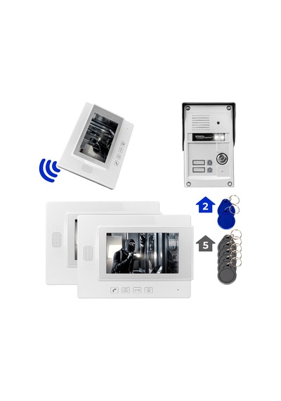 Powermaster 37t2 2 Daire 7'' Nfc Destekli Görüntülü Kapı Zili Interkom Akıllı Ev Güvenliği Sistemi