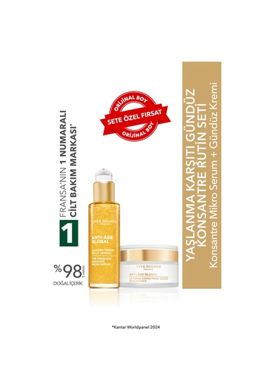 Yves Rocher Yaşlanma Karşıtı Gündüz Konsantre Rutin Seti - Gündüz Kremi 50 Ml & Konsantre Micro Serum 30 Ml