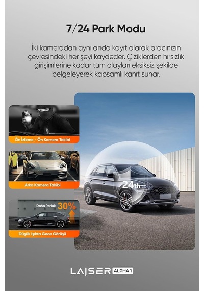 Alpha 1 4k Araç İçi Kamera 2 Kanallı Sony Imx678 Gps + Wi-fi + Park Modu Ön-arka