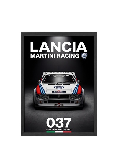 Lancia Rally 037 Siyah Ahşap Çerçeveli Poster, Dekoratif Araba Duvar Tablosu