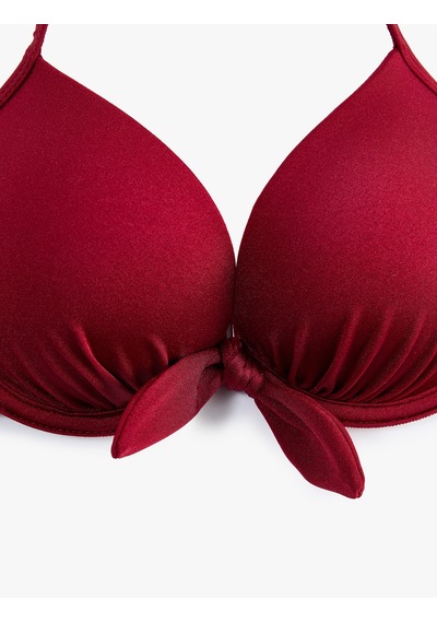 Koton Kalp Yaka Fiyonklu Push-up Bikini Üstü Bordo 6sak10019mm