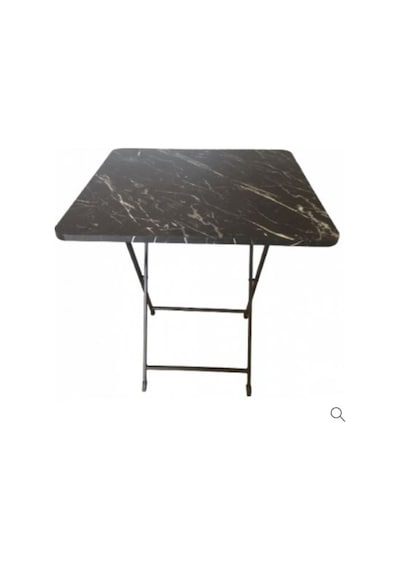 Sadeceonda Siyah Mermer Desenli Kare Masa - 70 Cm