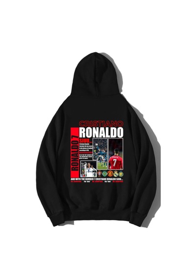 Brz Collection Unisex Oversize Cristiano Ronaldo Hoodie Siyah