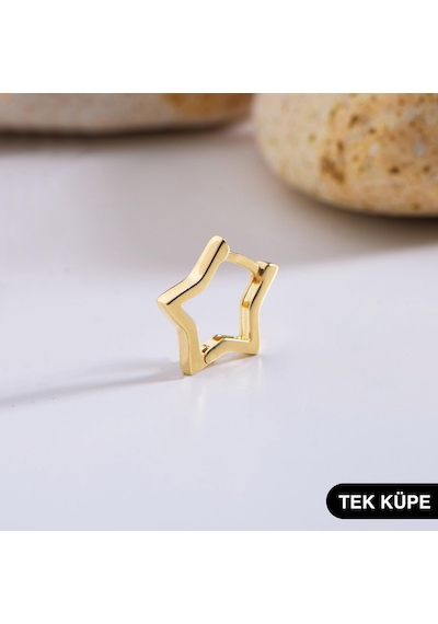 Goldkupe 14 Ayar Yıldız Tek Halka Altın Küpe 0,67 Gr-6331