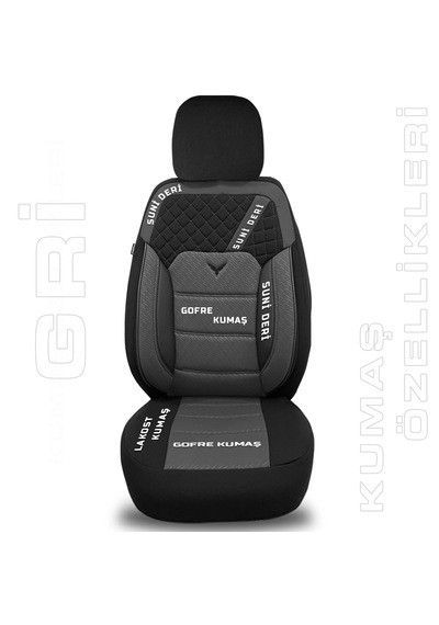 Pandami Oto Koltuk Kılıfı, 1+1 Set, Gofraj / Gri