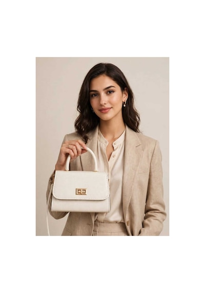 Names Bag Aura-gold Kilitli Tek Saplı Kadın Mini El Ve Omuz Çantası Bej