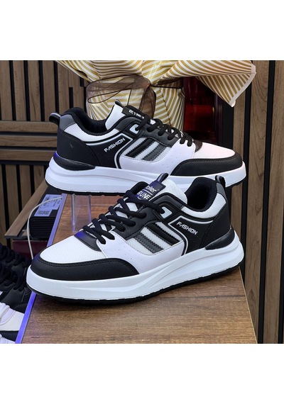 Erkek Anorak Fuspetli Spor Ayakkabı - Beyaz Siyah-700 Beyaz-siyah