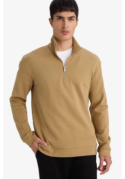 Defacto Regular Fit Dik Yaka Sweatshirt F9855ax26spkh502 Haki-kh502