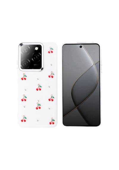 Zore Tecno Spark 20 Pro 5g Kılıf Airbag Tasarımlı Simli Şeffaf Nvth Kutup Kapak - Kiraz
