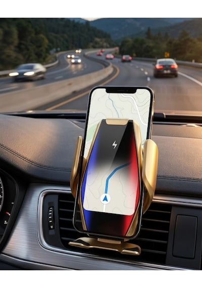 Kablosuz Şarjlı Araç Telefon Tutucu Sensörlü Otomatik Kilit 360 Derece Döner Çok Renkli