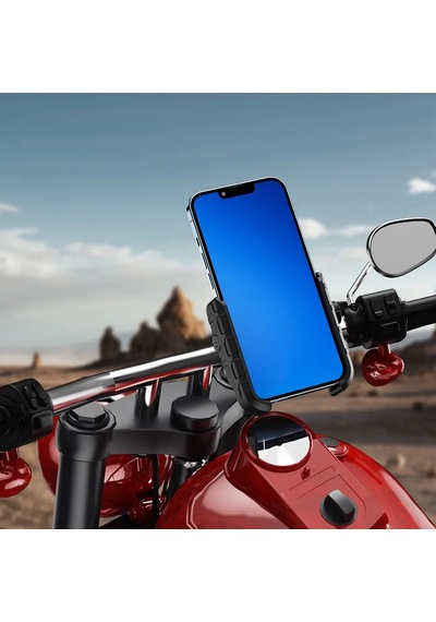 Efili Motosiklet Bisiklet Scotter Telefon Tutucu Genişlik Ayarlı Siyah