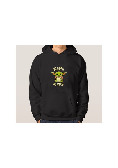 Blackjack Giyim Siyah No Coffee No Forcee Baskılı Kadın Erkek Kapşonlu Sweatshirt Siyah-kapsonblackjack-20023