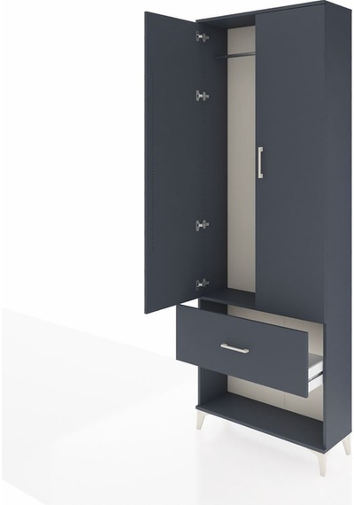Arges Dolap Tek Raflı Tek Çekmeceli Tek Askılı 88x30x243 Antr... Antrasit