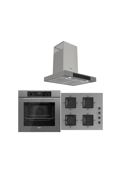 Ferre Gray Plus Serisi QBL63CPR-SS208-D102 3lü Cam Ankastre Set