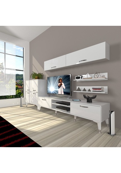 Decoraktiv Eko 6y Mdf Dvd Silver Tv Ünitesi Tv Sehpası - Parlak Beyaz