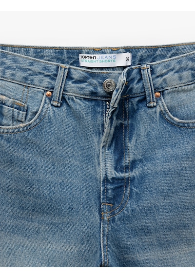 Koton Düğmeli Cep Detaylı Mini Rahat Kalıp Denim Şort Orta İndigo 5sal40002md İndigo