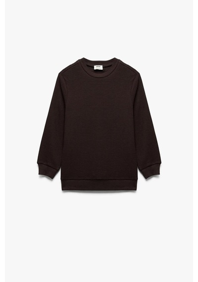 Koton Erkek Çocuk Pamuklu Uzun Kollu Bisiklet Yaka Basic Sweatshirt Kahve