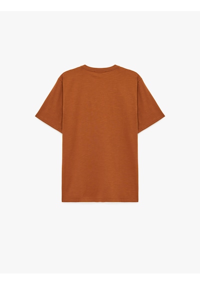 Koton Regular Fit Bisiklet Yaka Kısa Kollu Baskılı Tişört Kiremit 6sam10450mk