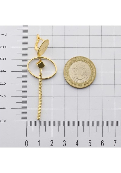 22 Ayar Altın Dorika Sallantılı Geometrik Küpe Sarı Altın
