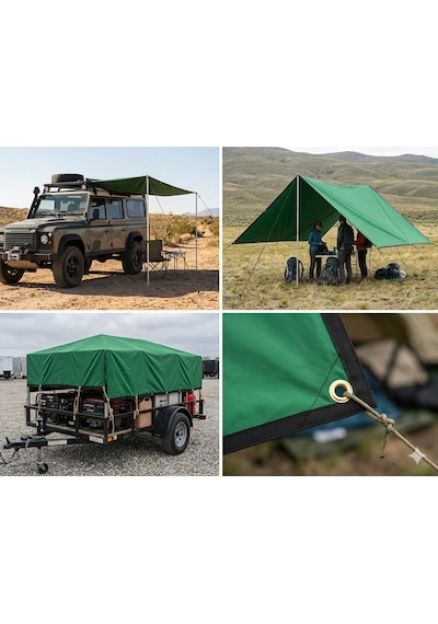 As Kamp Çok Amaçlı Yeşil Branda Çadır Gölgelik Tente 1.5m X 3m