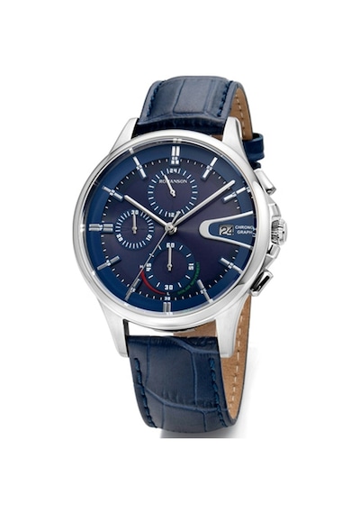 Romanson Cb9a08hmuwa42w Safir Cam Swiss Quartz Çelik Kasa Deri Kordon Kronometre Takvimli Erkek Kol