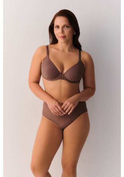Suwen Stripe Basic Yüksek Bel Slip Külot Sw4030100 Vizon