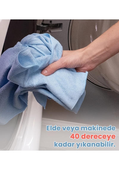 Mulpex Mikrofiber Temizlik Bezi 40x40 Cm 375 Gsm, Parlak Dokulu, 60 Gr 2, Yüksek Emici, İz Bırakmaz Mavi