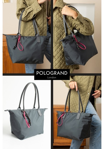 Orijinal Geniş Hacimli Su Geçirmez Paraşüt Kumaş Shopper Trend Ve Şık Büyük Boy Omuz Ve Kol Çantası Gri