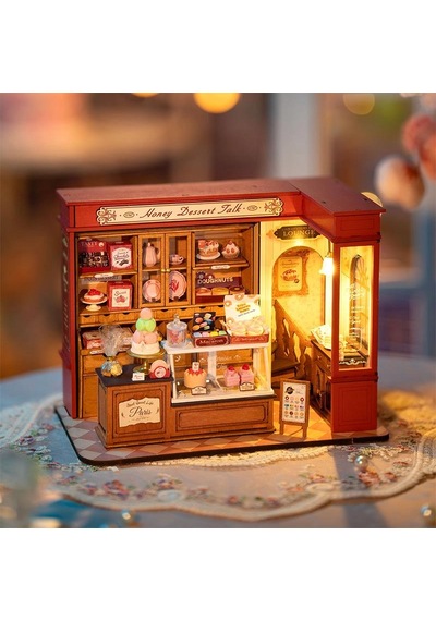 Rolife Dg168 Tatlı Dükkanı Honey Dessert Talk Dıy Minyatür Maket Model Seti Mini Dollhouse 3d Model Kit Detaylı Dekoratif Hobi Seti 3d Puzzle Tiny House