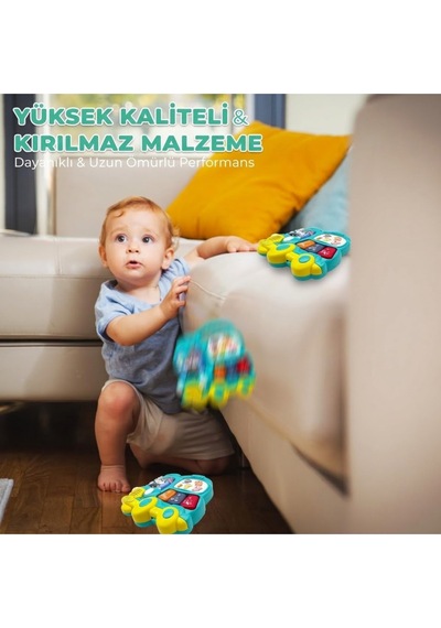 Eğitici Müzikli İnteraktif Bebek Otobüsü - Işıklı Sesli Hayvanlı Piyano Oyuncak - 6+ Ay