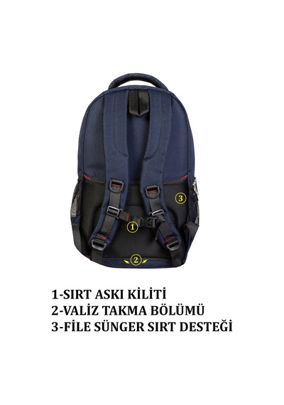 Case Club 13,3-14 İnç Lacivert Laptop Sırt Çantası Su Geçirmez Kumaş Darbe Emici Koruma
