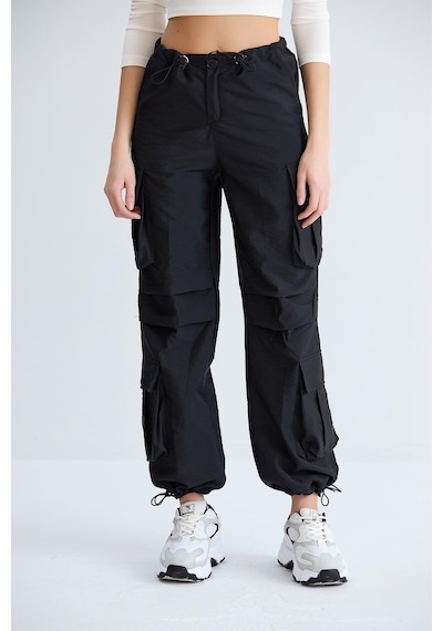 Sortie Collection Kargo Cepli Paraşüt Pantolon Siyah-siyah Siyah