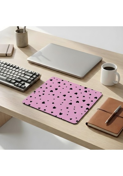 18x22 Cm Desenli Baskılı Mouse Pad Kaymaz Kauçuk Taban Ofis Ve Home Ofis Kullanımına Uygun Komik Yazılı Tasarım Yüksek Baskı Kaliteli Küçük Boy Mouse Pad Bilgisayar Laptop Aksesuarı Midngiht Hearts