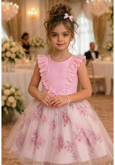 Retro Women Kız Çocuk Toz Pembe Çiçekli Kısa Kol Kırmızı Tütü Kutlama Doğum Günü Abiye Prenses Şık Elbise Pembe Retro Women Kız Çocuk Toz Pembe Çiçekli Kısa Kol Kırmızı Tütü Kutlama Doğum Günü Abiye Prenses Şık Elbise Pembe