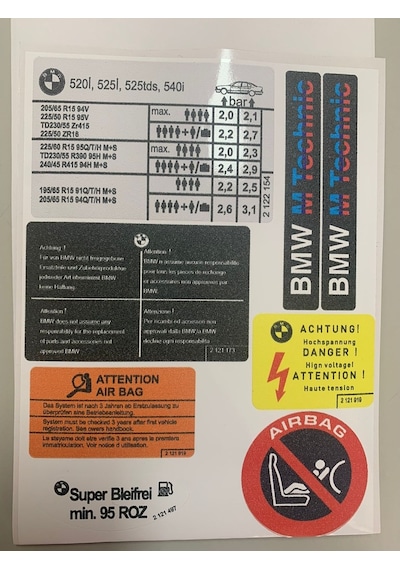 Bmw E34 Etiket Takımı Set Uv Baskı Atmaz Solmaz %100 Memnuniyet