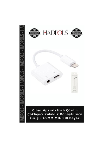 Cihaz Aparatı Hızlı Çözüm Çoklayıcı Kulaklık Dönüştürücü Girişli 3.5mm Mh-030 Beyaz