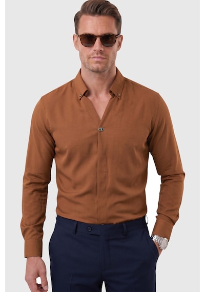 Rizzup Açık Kahve Slim Fit Kolay Ütülenebilir Açık Dik Yaka Likralı Erkek Gömlek 2602615 Açık Kahverengi Rizzup Açık Kahve Slim Fit Kolay Ütülenebilir Açık Dik Yaka Likralı Erkek Gömlek 2602615 Açık Kahverengi